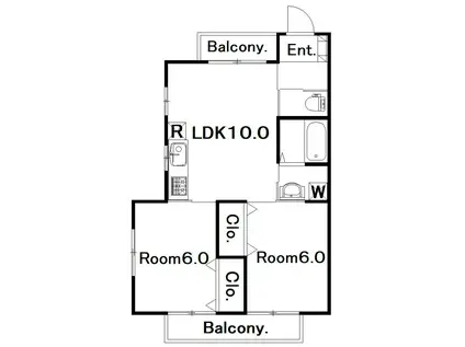 スプランドォールII(2LDK/3階)の間取り写真