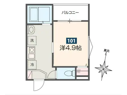 MELDIA西川口II(1K/1階)の間取り写真