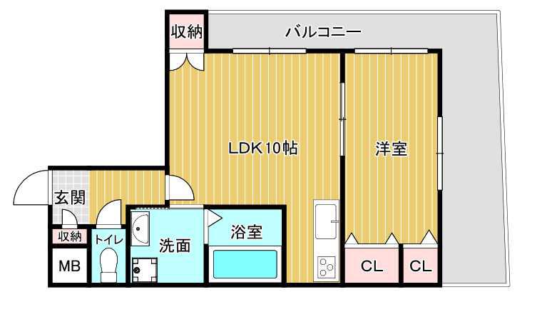 中西駅前ビル(1LDK/6階)の間取り写真
