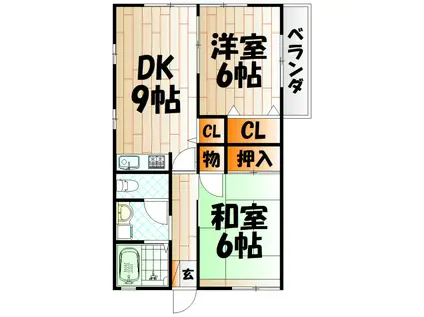 赤坂レトア(2DK/2階)の間取り写真