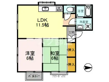 コーポラス堀江(2LDK/2階)の間取り写真