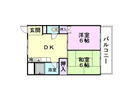 シャトー丹下(2DK/2階)の間取り写真