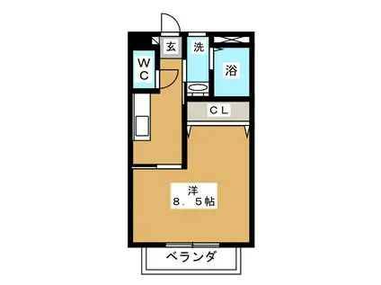 カトル・セゾン(1K/1階)の間取り写真