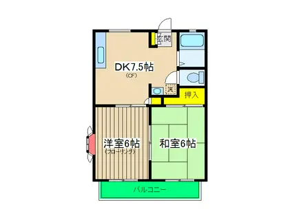 メゾンファミール港南台(2DK/2階)の間取り写真