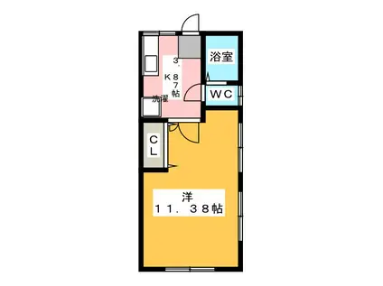 アップルパイVI(1K/2階)の間取り写真