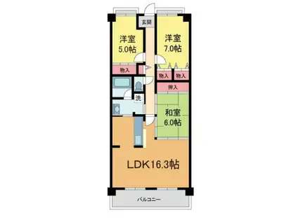 セルヴィオ3番館(3LDK/3階)の間取り写真