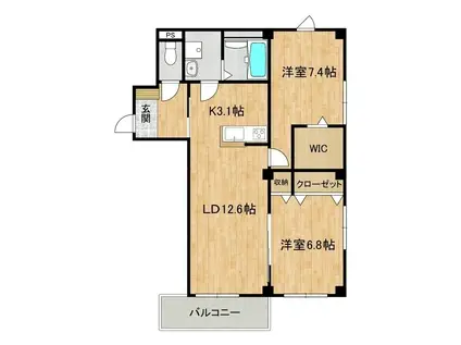 S&C CO.つくば建物I(2LDK/3階)の間取り写真