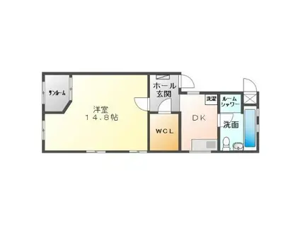 藤ヴァレイII(1DK/2階)の間取り写真