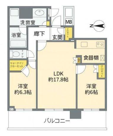 パークタワー晴海(2LDK/29階)の間取り写真