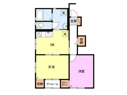 ピーチガーデン(2DK/1階)の間取り写真