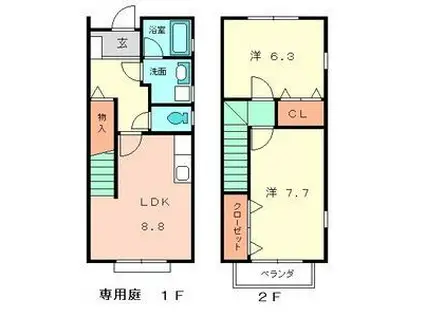 グレイス八帖(2LDK/2階)の間取り写真