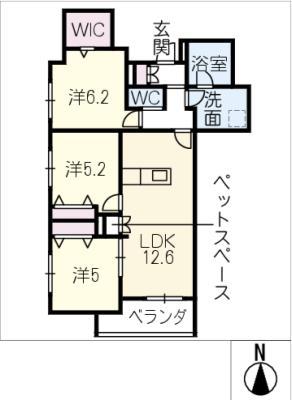 HEBEL MAISON 徳川園(3LDK/3階)の間取り写真