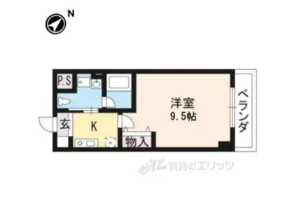 アール・ツー・コート(1K/7階)の間取り写真