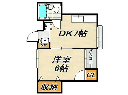 グリーンヒル新長田(1DK/4階)の間取り写真