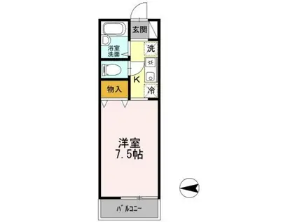 ベルデュール(1K/2階)の間取り写真