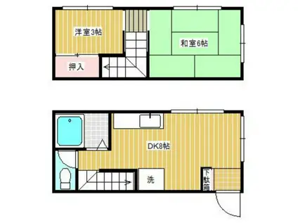 ベル・ハシモト(2DK/1階)の間取り写真