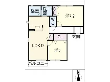 サンライズ(2LDK/1階)の間取り写真