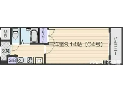 桜川ZENSHINBLD(1K/4階)の間取り写真