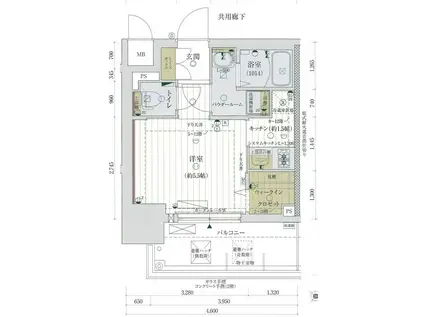レジュールアッシュ神戸ヴィヴァン(1K/3階)の間取り写真