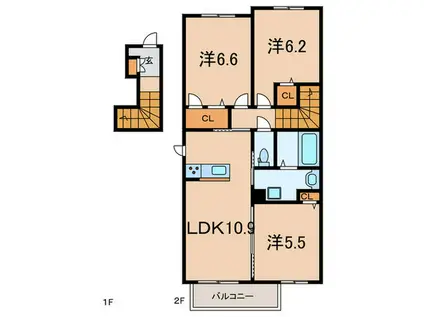 セレニティ猪名寺(3LDK/2階)の間取り写真