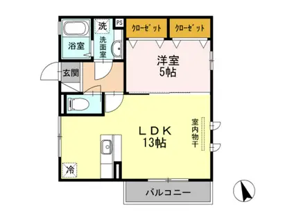 キャステール羽沢(1LDK/2階)の間取り写真