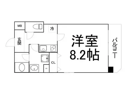 ラシーヌ阿倍野(1K/3階)の間取り写真