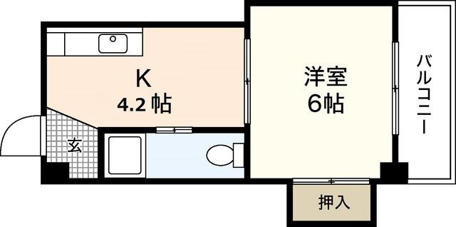 玉井ビル(1K/3階)の間取り写真