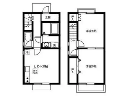 WHITE BELL C棟(2LDK/1階)の間取り写真