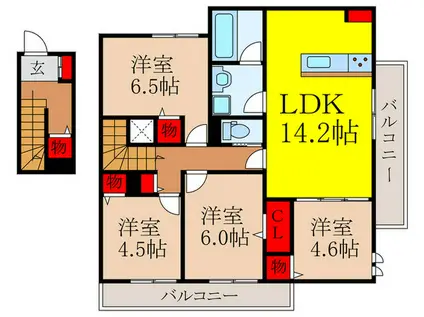 アドゥシール荘園(4LDK/2階)の間取り写真