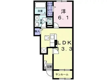 グラン シエル 壱番館(1LDK/1階)の間取り写真