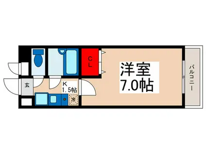 メテオーロ舞浜(1K/4階)の間取り写真