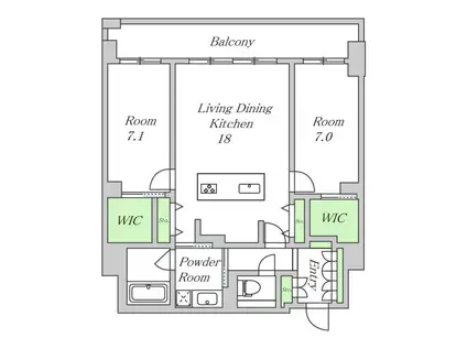 カンパネラ松崎町(2LDK/10階)の間取り写真