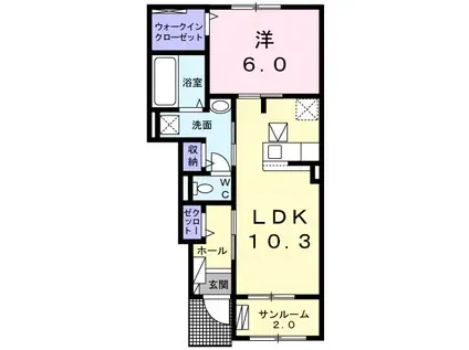 ルラーレ弥永(1LDK/1階)の間取り写真