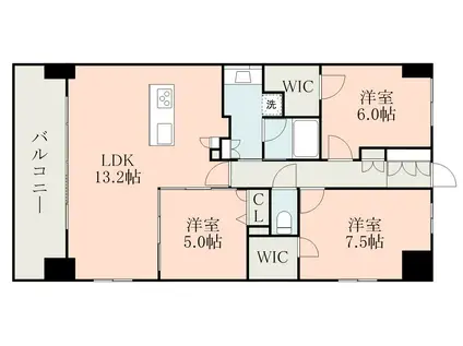 レーベン谷山中央LIBERTE(3LDK/3階)の間取り写真