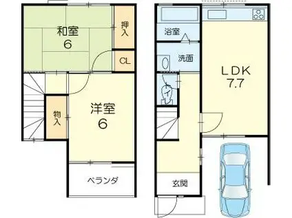 ロレーヌハイツ宝殿24 2(3LDK/1階)の間取り写真