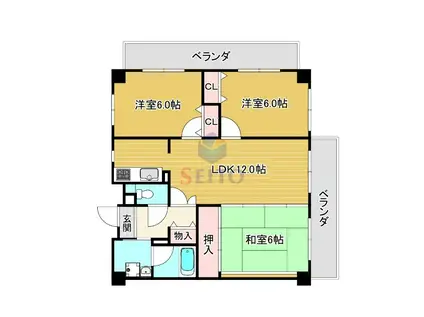 アビタシオン橋本I(3LDK/6階)の間取り写真