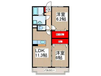 ヒルフィールドブリーズ館(2LDK/2階)の間取り写真