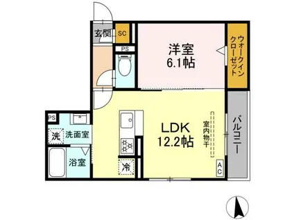 ニューヴィレッジII(1LDK/1階)の間取り写真