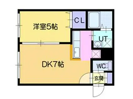 クレセア豊平公園II(1DK/2階)の間取り写真