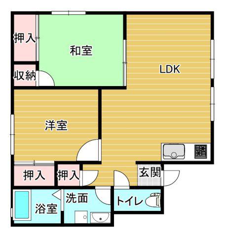 プロヴァンスII(2LDK/1階)の間取り写真