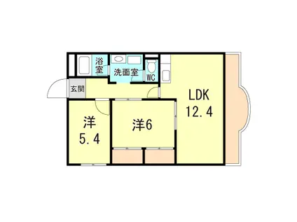 エクセレントヒル(2LDK/2階)の間取り写真