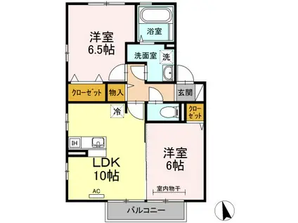 ルナフローラ C(2LDK/2階)の間取り写真