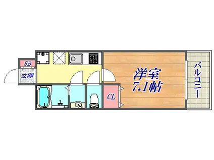 アドバンス三宮Ⅵクレスト(1K/3階)の間取り写真