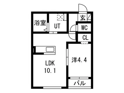 日の出3丁目AP(1LDK/3階)の間取り写真