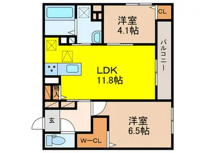 めぞん西田中(2LDK/1階)の間取り写真