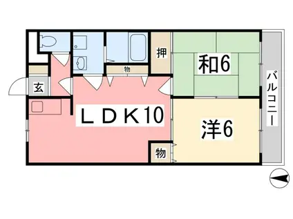 ピア・ルミナス 2番館(2LDK/2階)の間取り写真