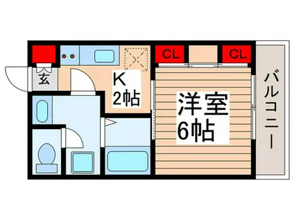 パープルヒルII(1K/2階)の間取り写真