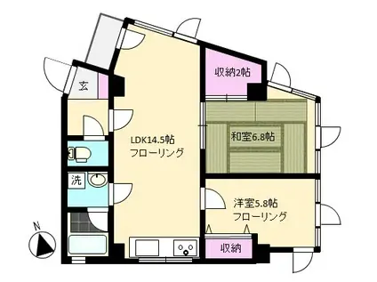 丸山ビル(2LDK/3階)の間取り写真