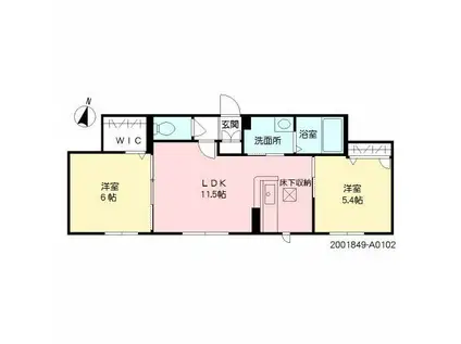 ベレオ・フチュール(2LDK/1階)の間取り写真