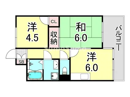 KUSABAマンション(2DK/3階)の間取り写真